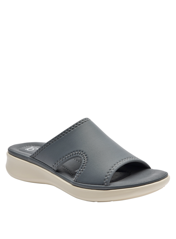 Calzado textil gris de mujer, diseño sobrio y moderno, ideal para ocasiones informales.