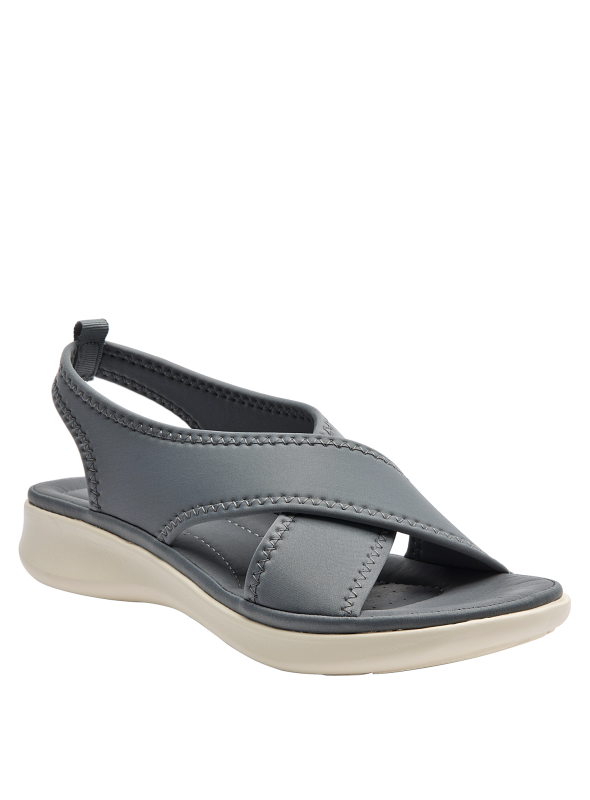 Sandalia gris oscuro versátil para mujer, perfecta para actividades casuales al aire libre.