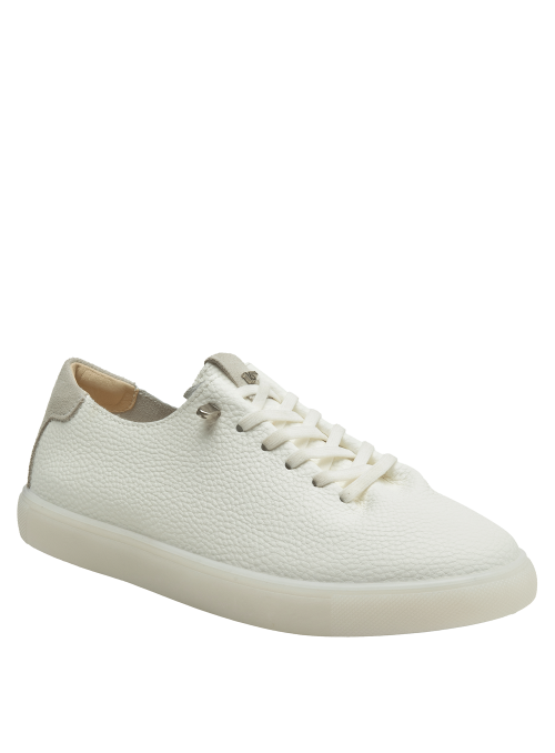 zapatilla deportiva de cuero blanco marfil para mujer, ideal para un estilo casual y elegante
