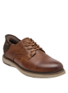 Diseño elegante de zapato camel con suela beige y costuras decorativas para hombre.