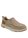 zapatilla beige casual de hombre en textil con detalles minimalistas y cuero sintético en el talón