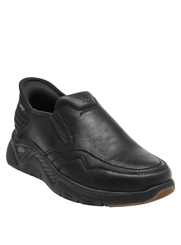 zapatilla elegante de cuero negro para hombre, sin elementos decorativos llamativos, tendencia minimalista