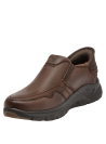 liso cuero café slip-on sin cordones para hombre