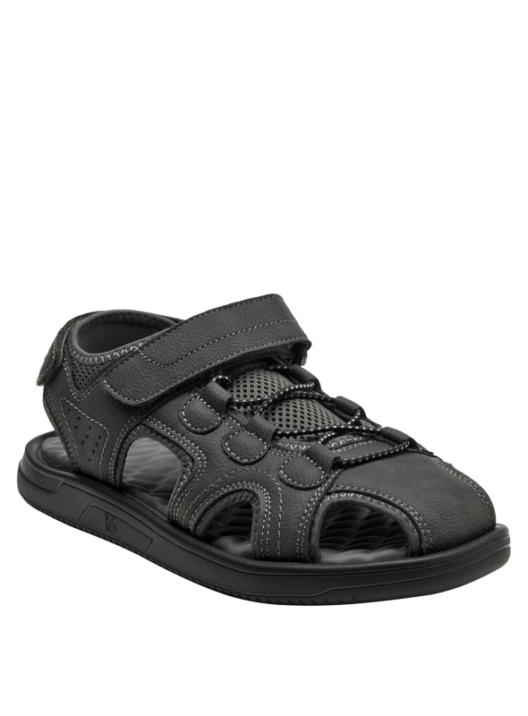 Sandalia masculina negra, cómoda para paseos y encuentros casuales.