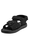 Sandalia de hombre negra casual con cierre de velcro y textura rugosa para mayor durabilidad.
