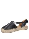 Alpargata negra de cuero para mujer con diseño clásico y elegante, ideal para estilo casual boho-chic.