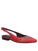 Zapato de mujer en cuero rojo, estilo casual, ideal para look punk chic.