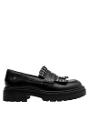 Mocasín negro de cuero, estilo clásico renovado con tachas, perfecto para salidas urbanas.