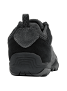 zapatilla gris de cuero para hombre con detalles en negro y costuras visibles