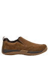 Zapato casual de cuero café para hombre, suela antideslizante, look relajado.