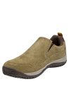 Detalle de costuras visibles en el zapato taupe de cuero, ideal para uso diario.