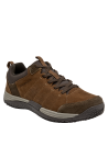 Zapato outdoor de cuero café, suela gris oscura, adecuado para salidas informales.