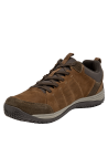 Elegante zapato de cuero café, diseño casual athleisure, ideal para combinar con jeans.