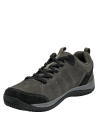 Zapato de cuero gris oscuro para hombre con suela de goma y textura mate.
