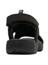 sandalia masculina de cuero negro con suela gruesa texturizada ideal para actividades al aire libre.