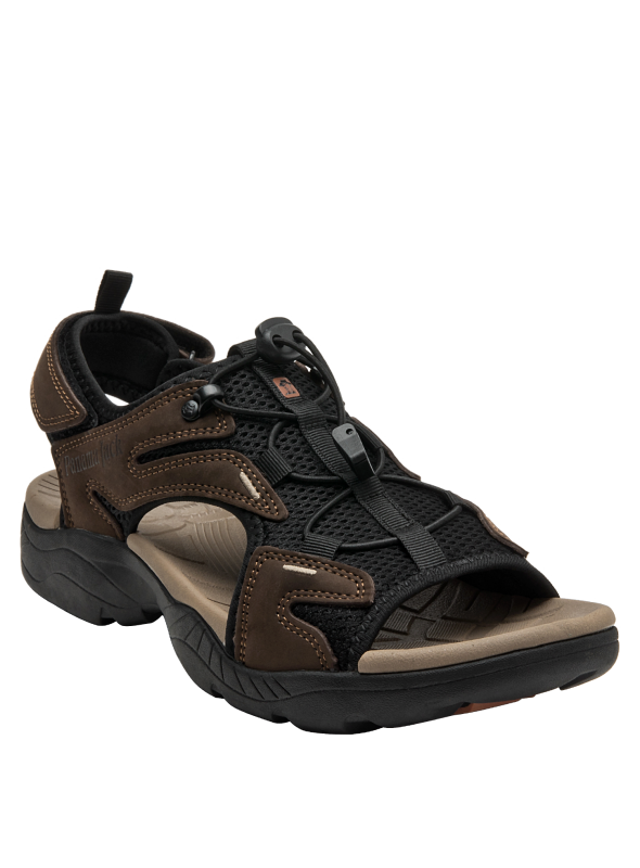 Sandalia de cuero moro con sistema de cordones, perfecta para combinar con ropa casual o de trekking.
