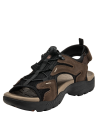 Sandalia de cuero moro para hombre, estilo outdoor, con cierre ajustable y detalles en costura visible.