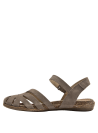Calzado casual de cuero taupe para mujer, con correas anchas y suela texturizada estilo corcho.