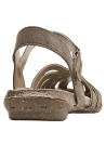 Sandalia de cuero taupe para mujer con correas anchas y suela de goma estilo corcho, diseño casual boho.