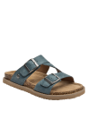 Calzado casual de cuero azul, versátil para salidas informales en verano.