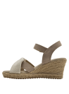 Alpargata beige boho chic para mujer, combinación de cuero y lona, suela veraniega.