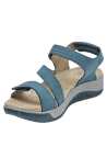 Calzado versátil azul para mujer, ideal para caminatas largas, con cierre de velcro.