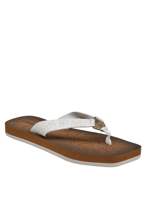 Sandalia casual para mujer, ideal para días cálidos, con suela marrón contrastante.