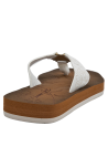 Sandalia femenina de verano, blanca, con detalles florales y textura lisa.