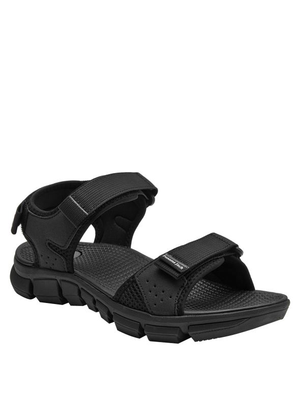 Sandalia negra de hombre con diseño athleisure, ideal para actividades al aire libre y uso diario en climas cálidos.