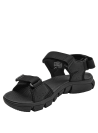 Sandalia negra masculina outdoor con correas ajustables de velcro y suela gruesa para tracción óptima.