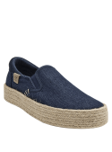 calzado azul oscuro textil femenino diseño alpargata con detalle lateral para moda relajada