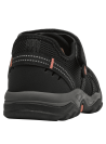 Sandalia negra de niño con detalles en naranja y amarillo, ideal para actividades outdoor.