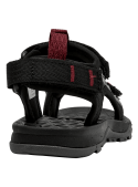 Sandalia negra de niño con detalles burdeos, diseño práctico y deportivo para actividades al aire libre.