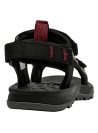 Sandalia negra de niño con detalles burdeos, diseño práctico y deportivo para actividades al aire libre.