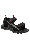 Sandalia negra sintética para niño, diseño deportivo con correas ajustables.
