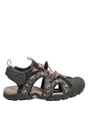 Sandalia casual negra de niña con detalles femeninos y suela gruesa, ideal para días cálidos y activos.