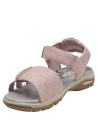 Calzado infantil rosa con diseño floral en material sintético, ideal para paseos y salidas familiares.
