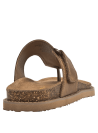 Sandalia de cuero camel para mujer con diseño de dedo y acabado mate clásico y versátil.