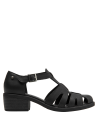 sandalia casual de mujer en cuero negro con estilo minimalista y versátil