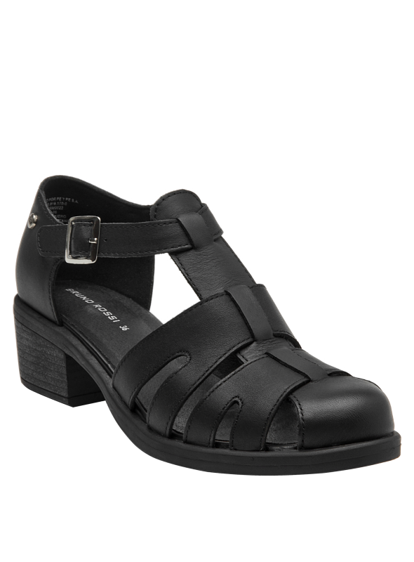 elegante sandalia de cuero negro ideal para eventos sociales y uso diario