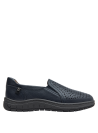 Slip-on de cuero azul oscuro para mujer, cómodo y elegante, ideal para el día a día.