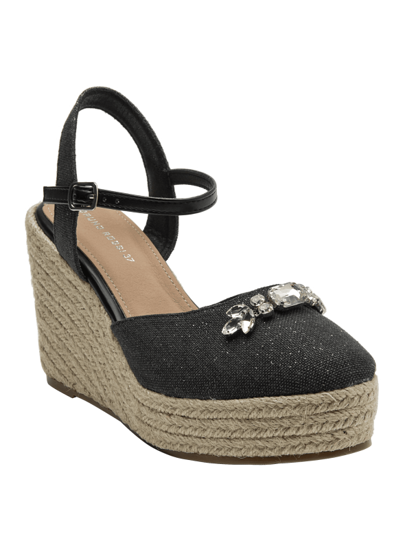Alpargata casual de mujer con plataforma de yute y cierre de pulsera con hebilla.