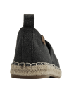 Alpargata de mujer en textil negro con suela de esparto, estilo casual y diseño minimalista.