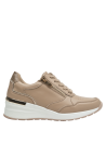 Zapatilla casual de cuero beige para mujer, ideal para estilo diario chic.
