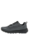 zapatilla de hombre gris textil con diseño de rejilla y suela con detalles negros contrastantes