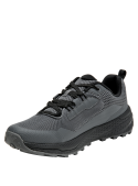 calzado deportivo gris para hombre con cordones negros reflectantes y estructura lateral de soporte
