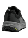 zapatilla negra de trail running para hombre con exterior de malla transpirable y detalles grises