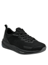 Zapatilla negra con textura suave y transpirable, perfecta para combinar con ropa casual.