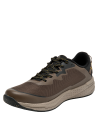diseño moderno en textil marrón oscuro, suela beige clara, perfecta para caminatas largas.