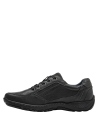 Zapato de cuero negro para hombre, ideal para uso diario, con acabado mate y detalles de confort.